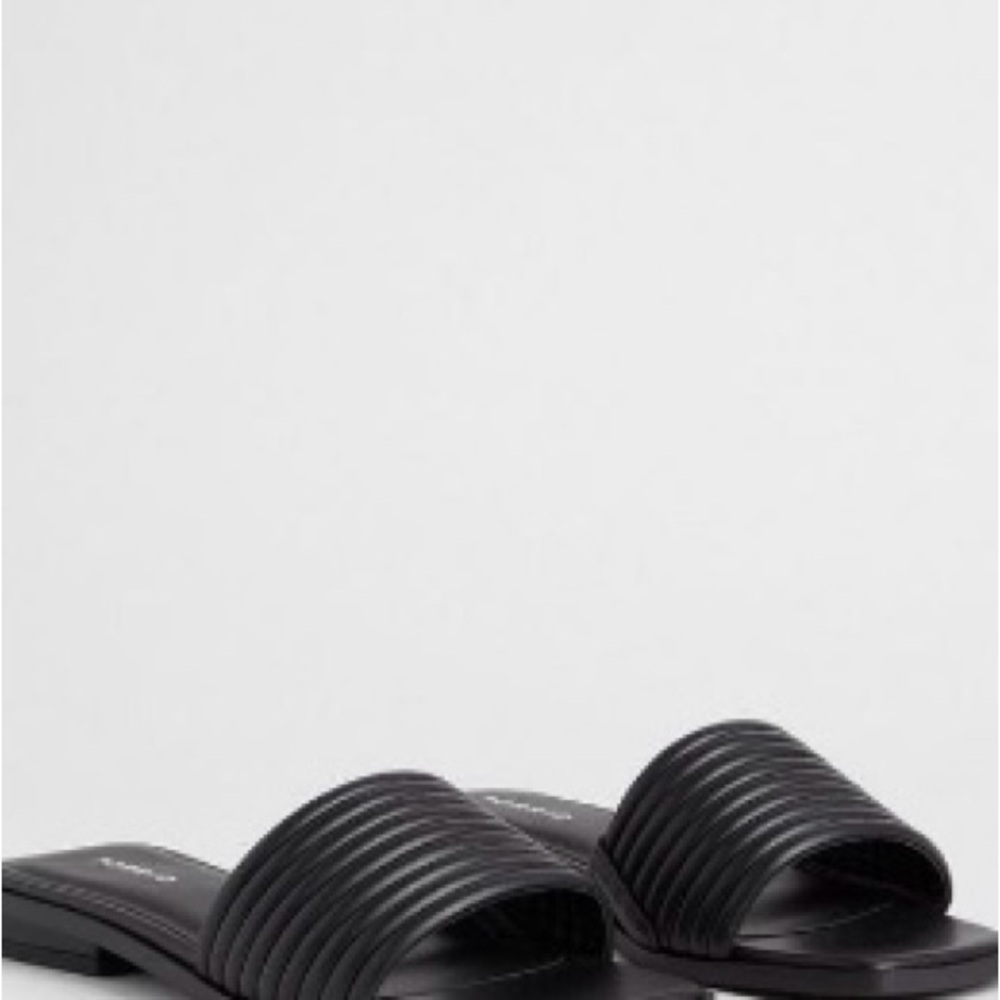Torrid Black Ribbed Slide Sandals